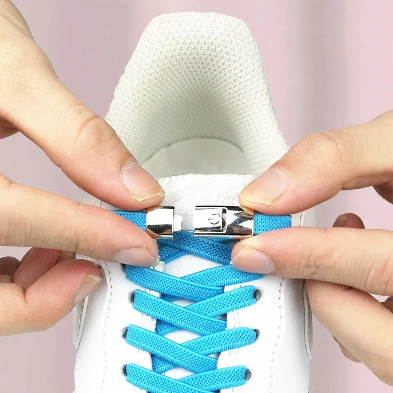 (1 pair) 6mm Elastic No Tie Shoelaces Quick Fastening Shoe Laces - White