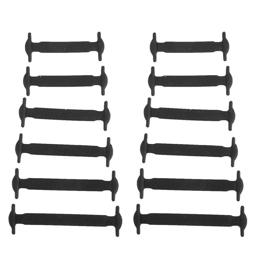 (16-pack) 41-61 mm Non-Slip Flat Shoelaces Rubber Shoe Laces - Black