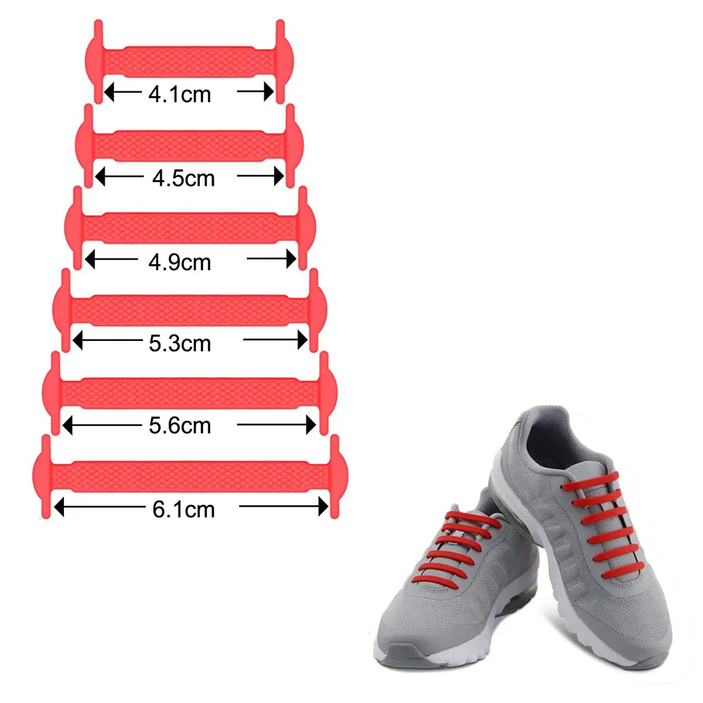 (16-pack) 41-61 mm Non-Slip Flat Shoelaces Rubber Shoe Laces - Black
