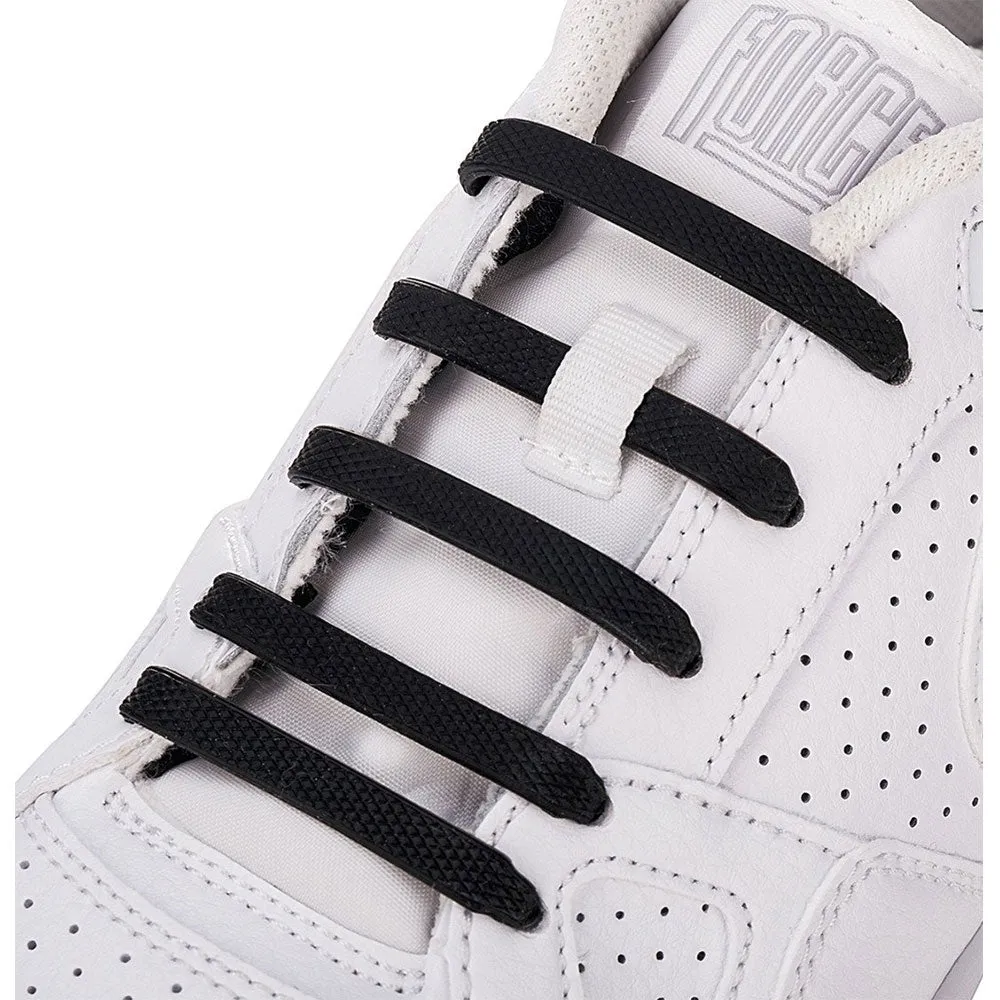 (16-pack) 41-61 mm Non-Slip Flat Shoelaces Rubber Shoe Laces - Black