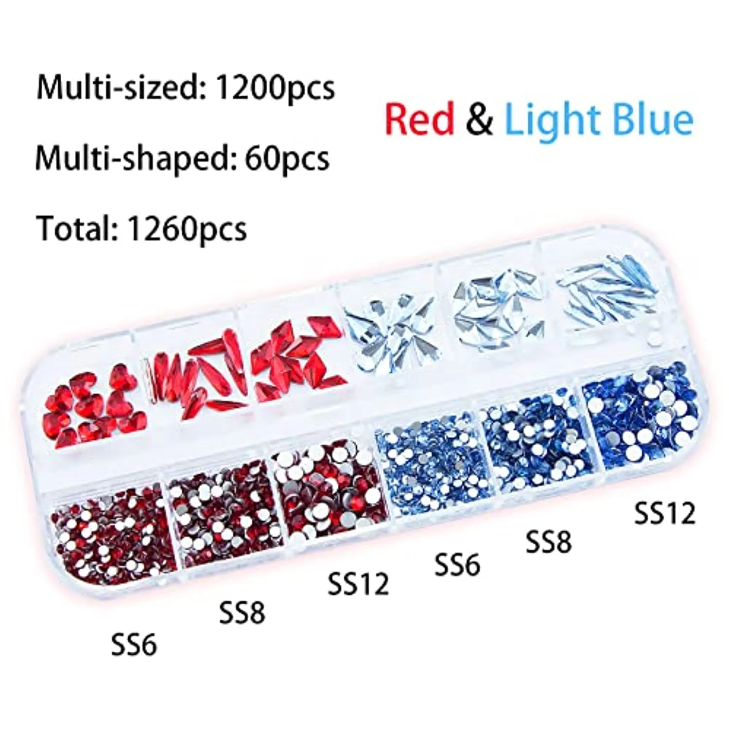 2520Pcs Red Champagne Gold Emerald Green White Nail Rhinestones Crystals Mix Colored Multi Shaped Sized Nail Beads Glass Gems Stones Nail Crystals Rhinestones with Pen for Nail DIY Crafts Jewelry