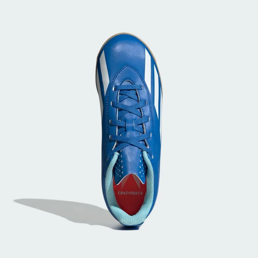 adidas X CRAZYFAST.4 Indoor Soccer Shoes | Bright Royal-Cloud White | Kid's Unisex