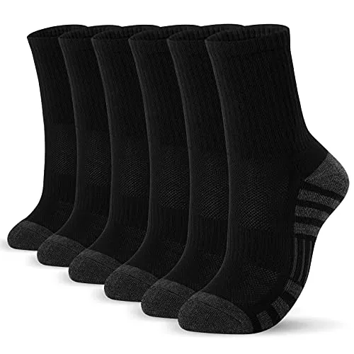 Airacker Athletic Socks Sport Running Calf Socks Performance Cushioned Breathable Crew Socks for Men Women(6 Pairs)