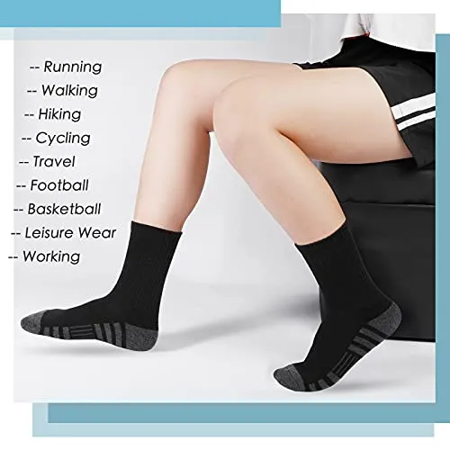 Airacker Athletic Socks Sport Running Calf Socks Performance Cushioned Breathable Crew Socks for Men Women(6 Pairs)