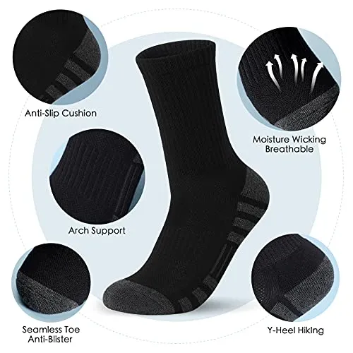 Airacker Athletic Socks Sport Running Calf Socks Performance Cushioned Breathable Crew Socks for Men Women(6 Pairs)