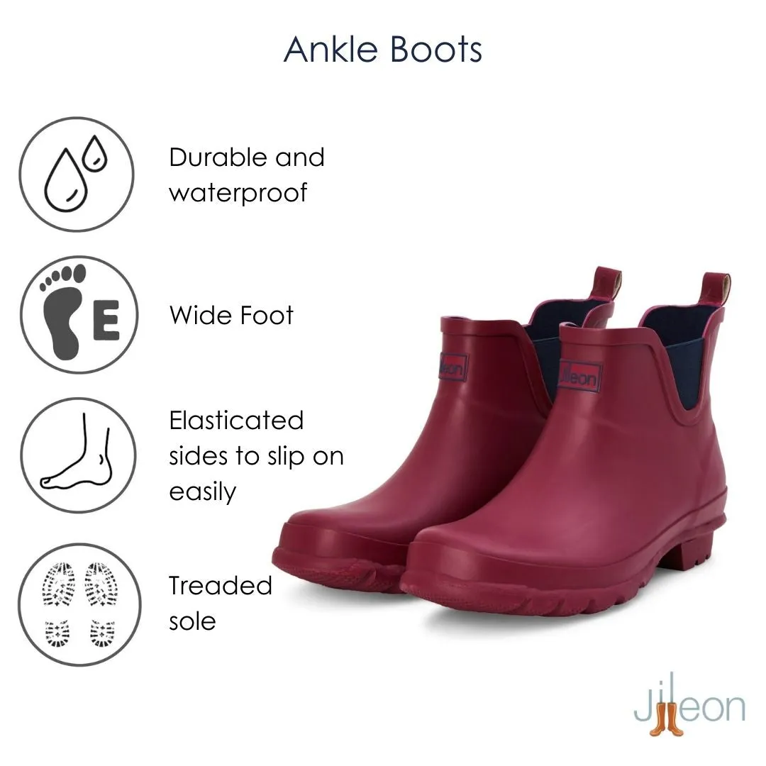 Ankle Wellies - Raspberry - Wide Foot - Easy to Slip On