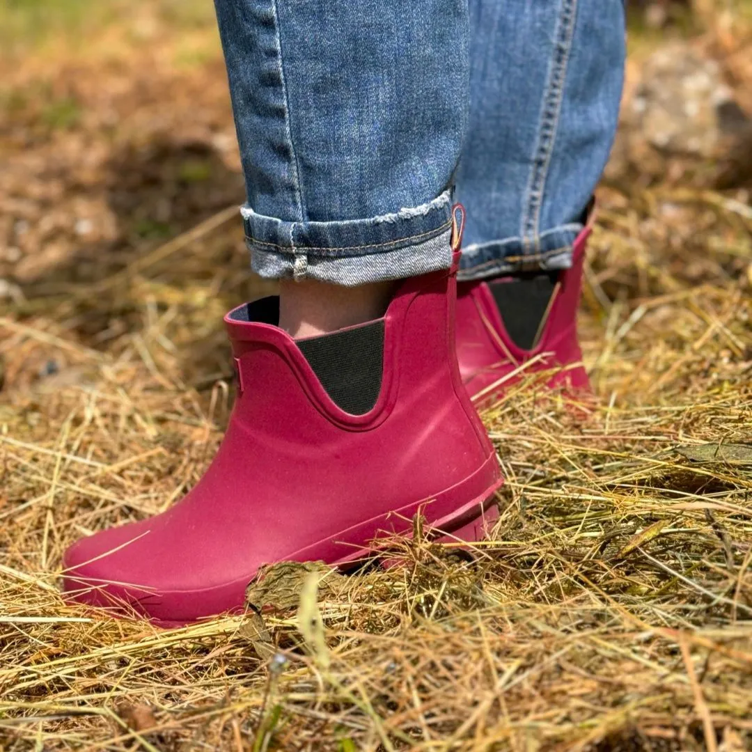 Ankle Wellies - Raspberry - Wide Foot - Easy to Slip On