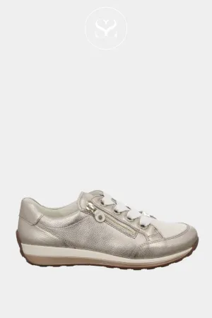 ARA 12-44587 GOLD/CREAM LEATHER WEDGE TRAINERS