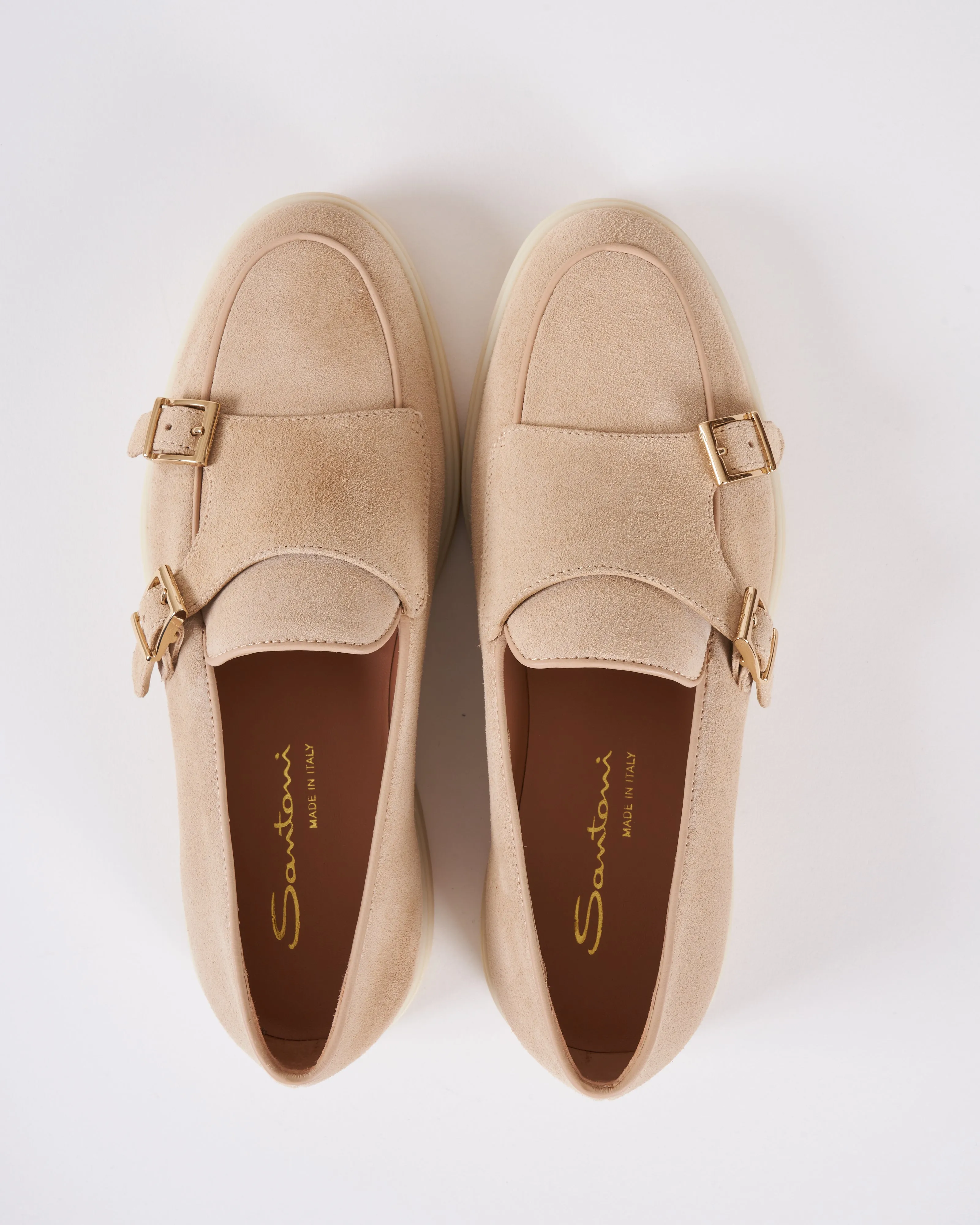avocado suede 2 buckle loafer - suede pink