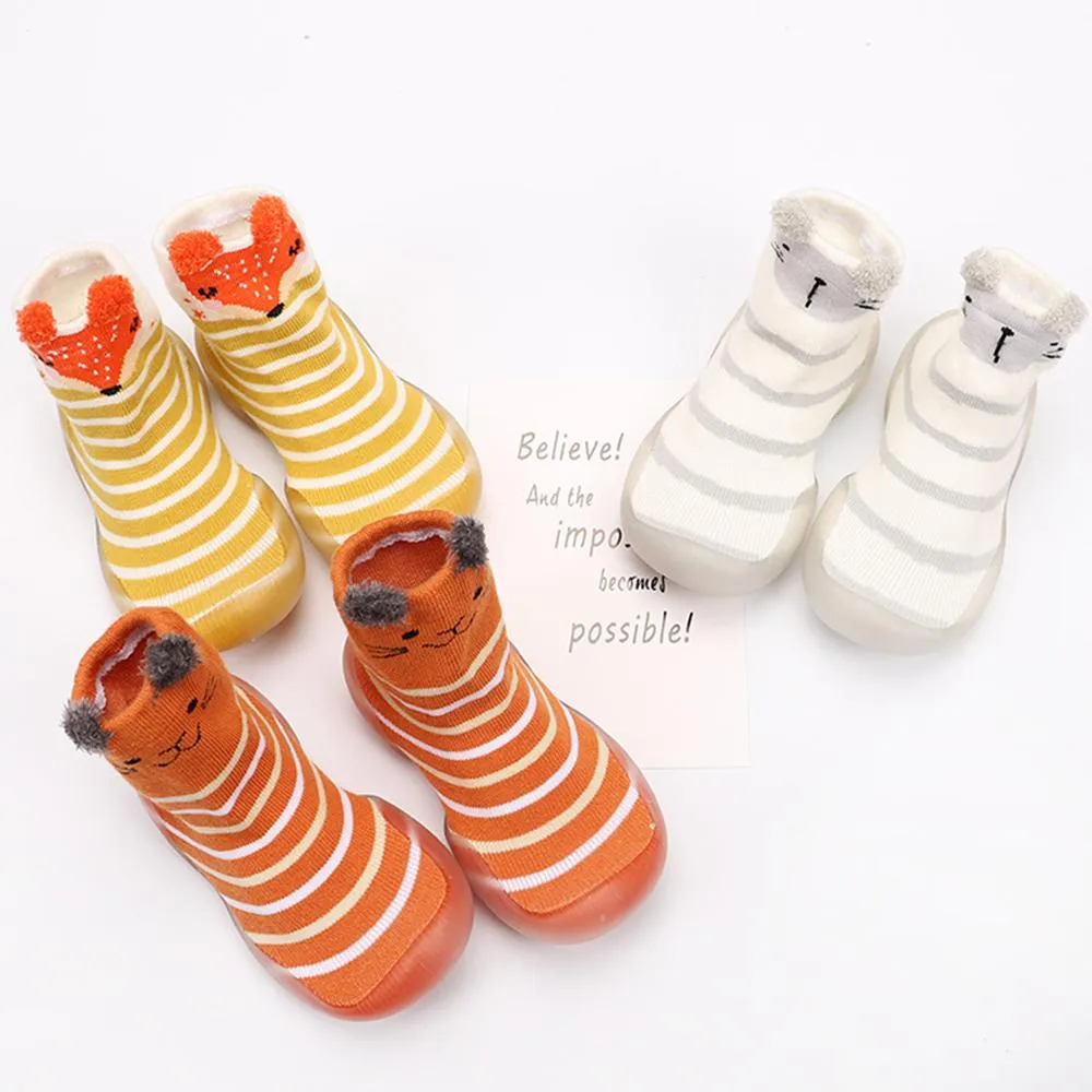 Baby Stripe Cartton Animal Sock Shoes