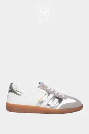 BACK 70 CLOUD SILVER AND WHITE LEATHER TRAINERS
