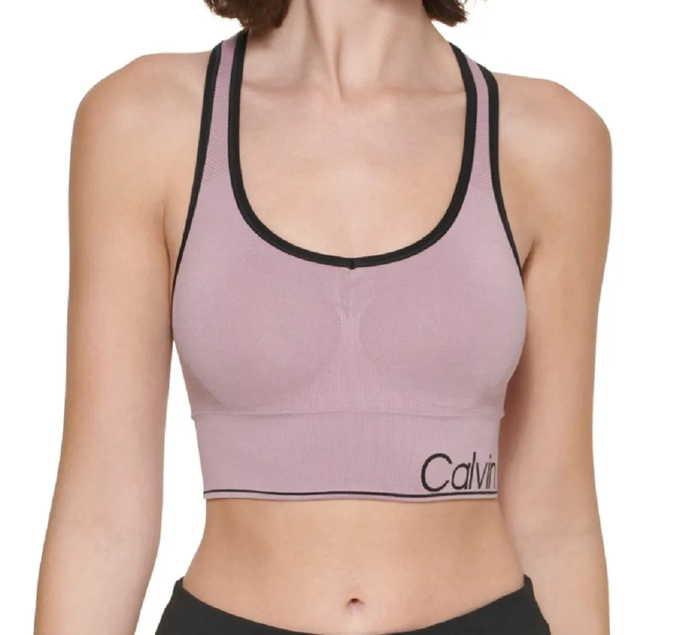 Calvin Klein Women's Medium Impact Racerback Sports Bra Brown