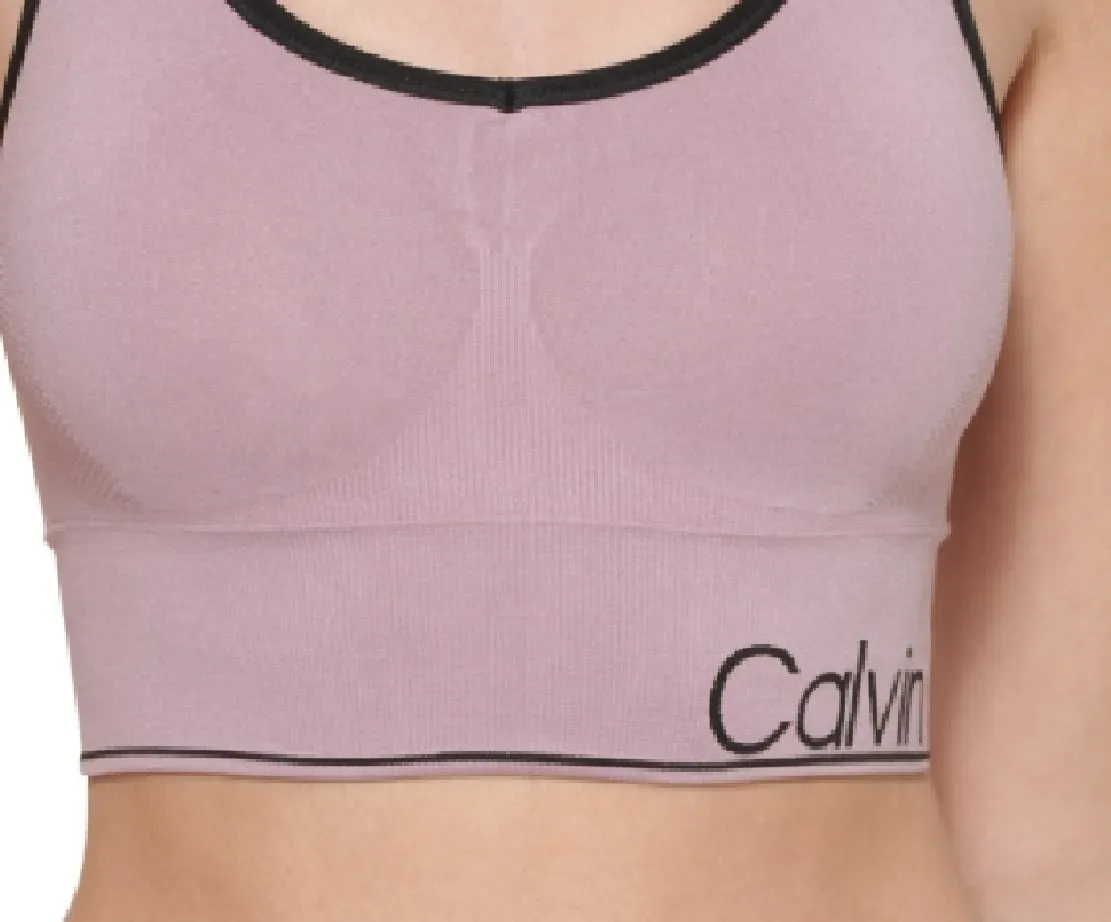 Calvin Klein Women's Medium Impact Racerback Sports Bra Brown