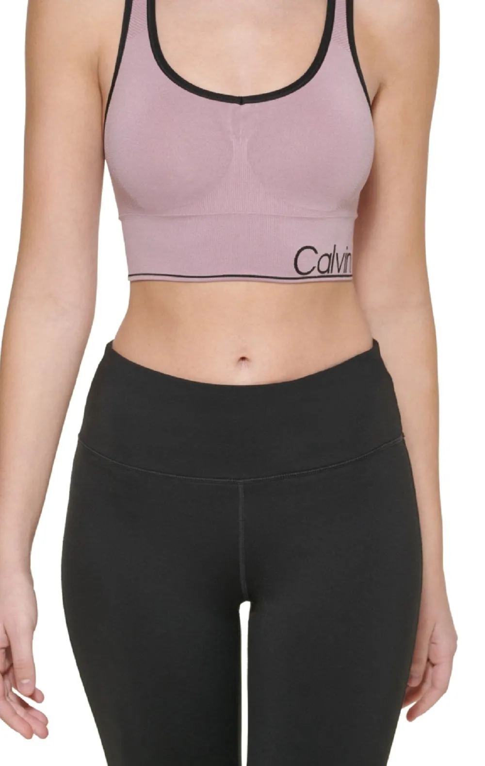Calvin Klein Women's Medium Impact Racerback Sports Bra Brown