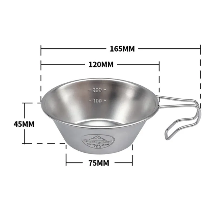 Campingmoon S220 Outdoor Portable Thickened Stainless Steel Bowl Camping Multi-Purpose Cutlery(Metallic)