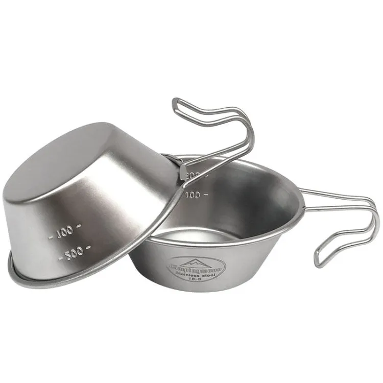 Campingmoon S220 Outdoor Portable Thickened Stainless Steel Bowl Camping Multi-Purpose Cutlery(Metallic)