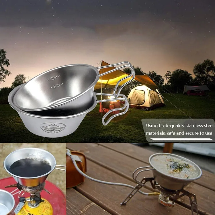 Campingmoon S220 Outdoor Portable Thickened Stainless Steel Bowl Camping Multi-Purpose Cutlery(Metallic)