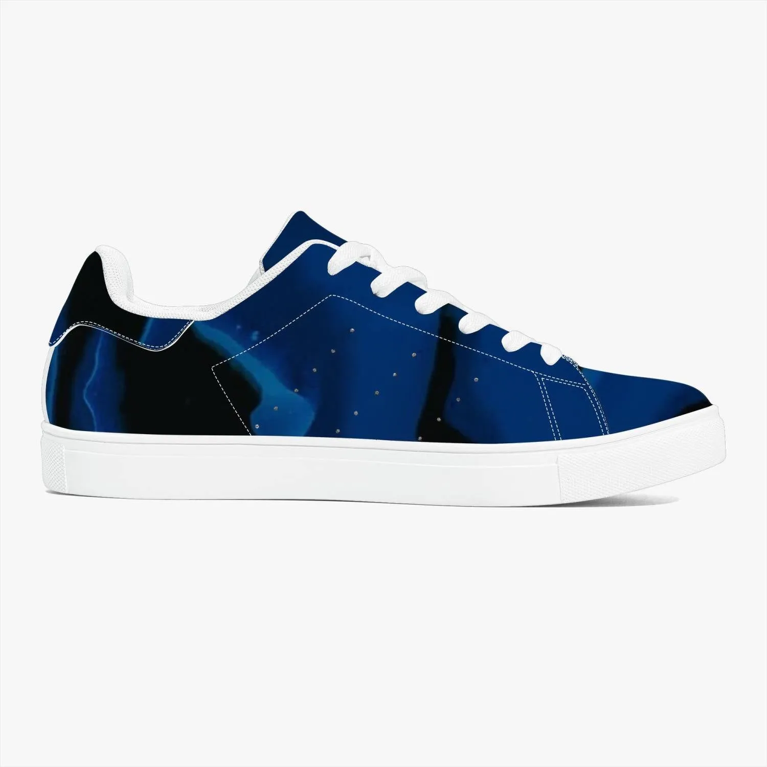 Classic Low-Top Designer Leather Sneakers - White/Black