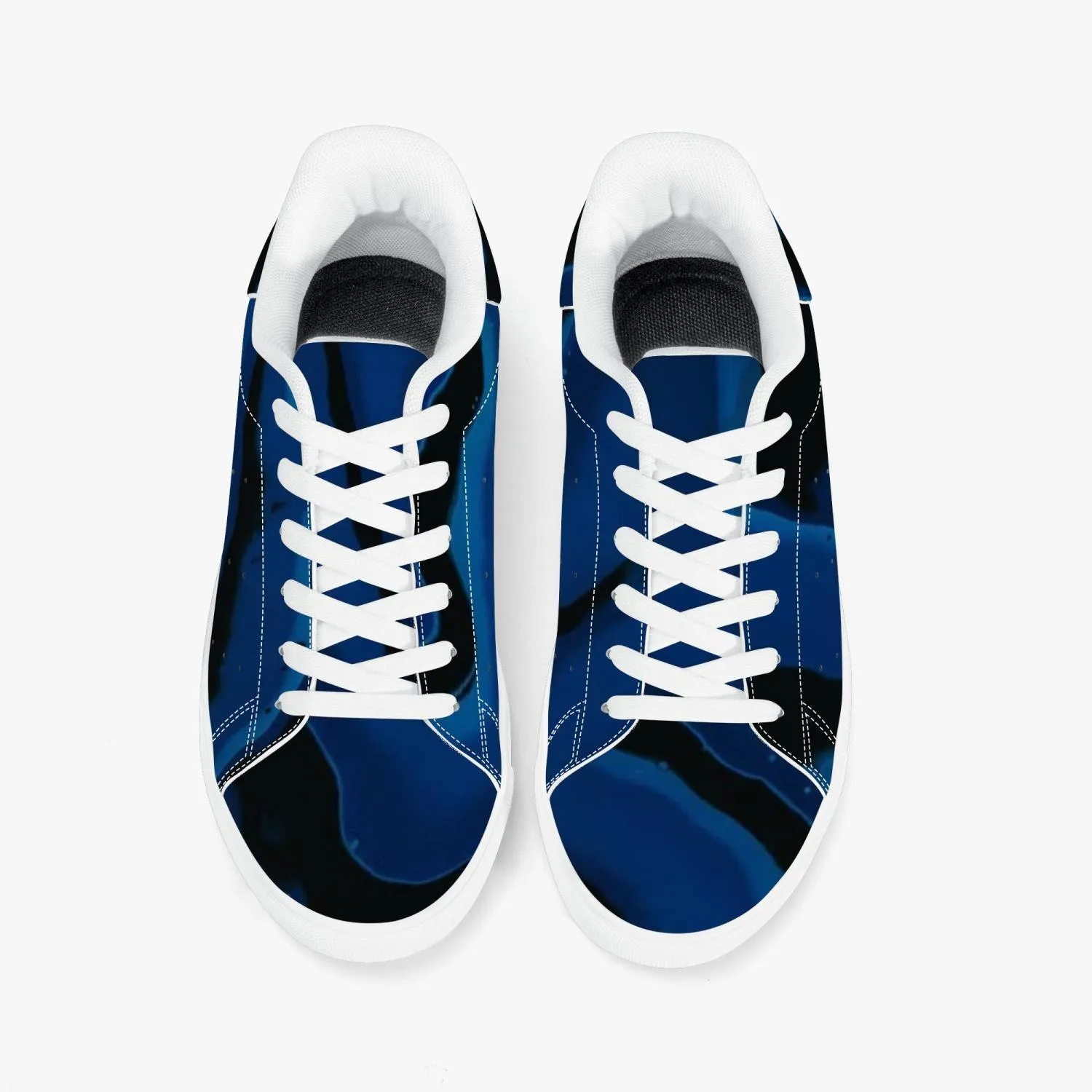 Classic Low-Top Designer Leather Sneakers - White/Black
