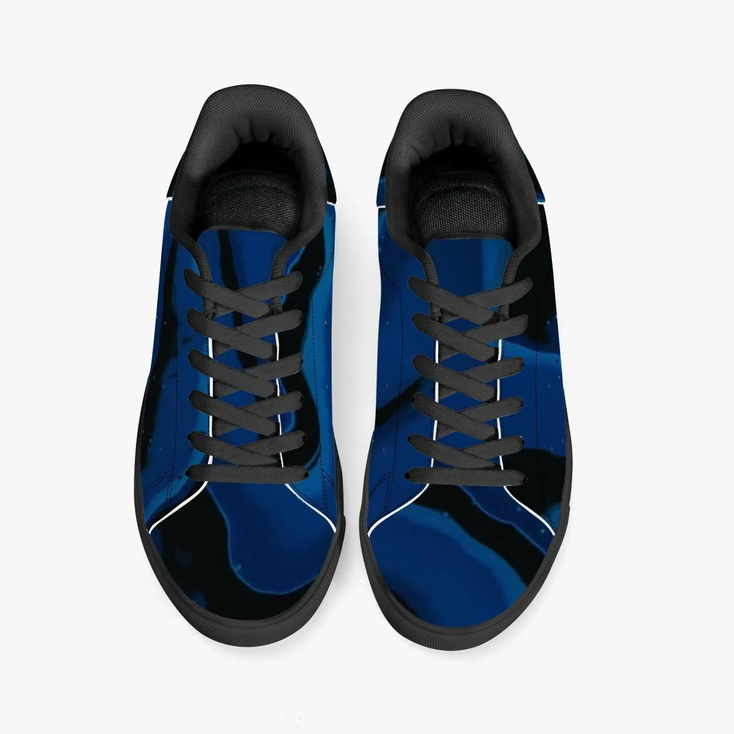 Classic Low-Top Designer Leather Sneakers - White/Black