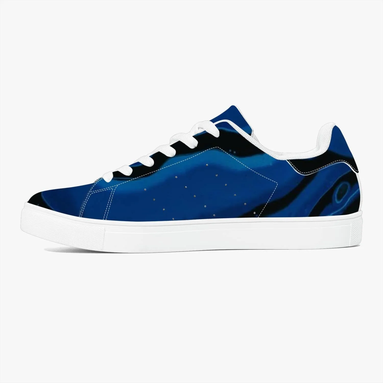 Classic Low-Top Designer Leather Sneakers - White/Black