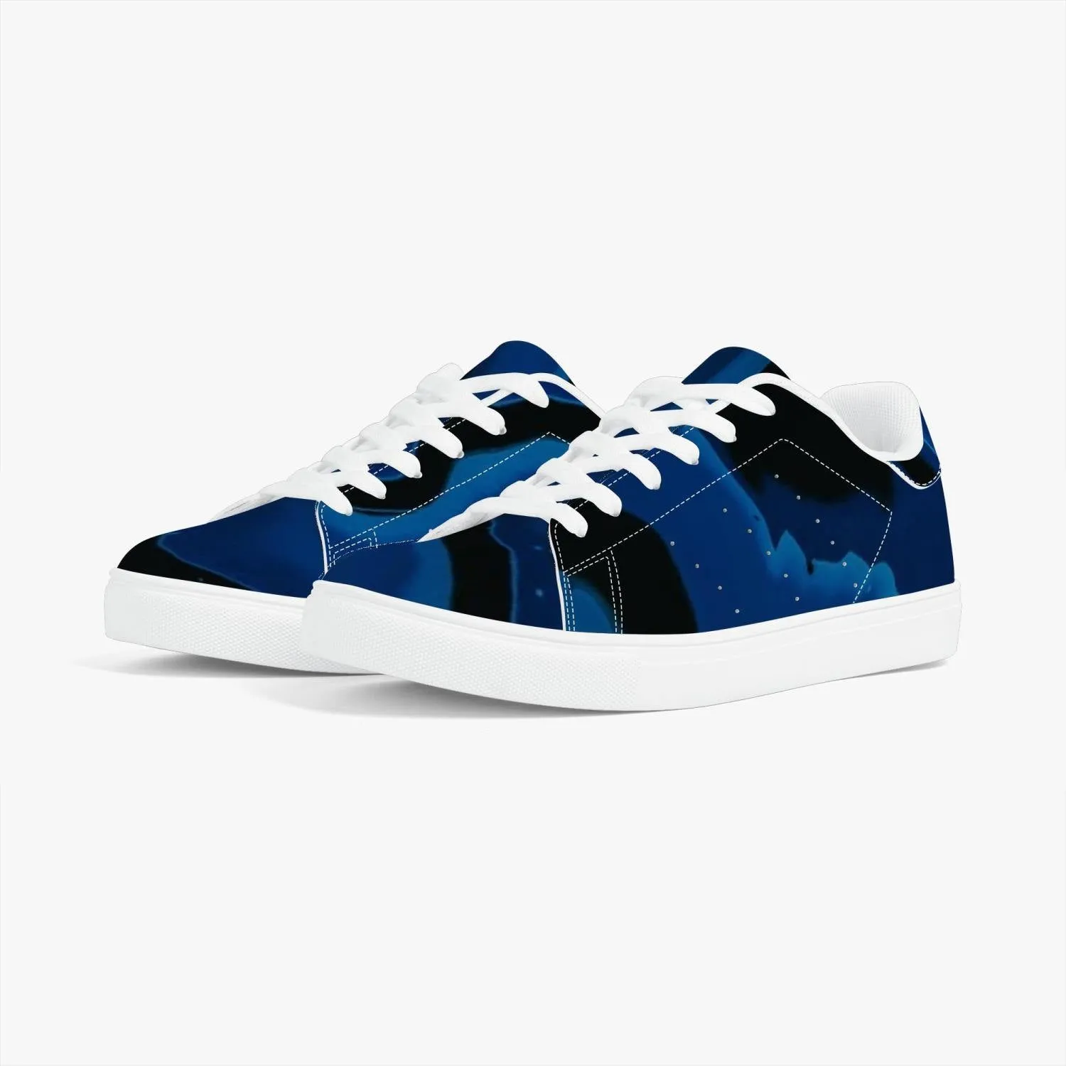 Classic Low-Top Designer Leather Sneakers - White/Black