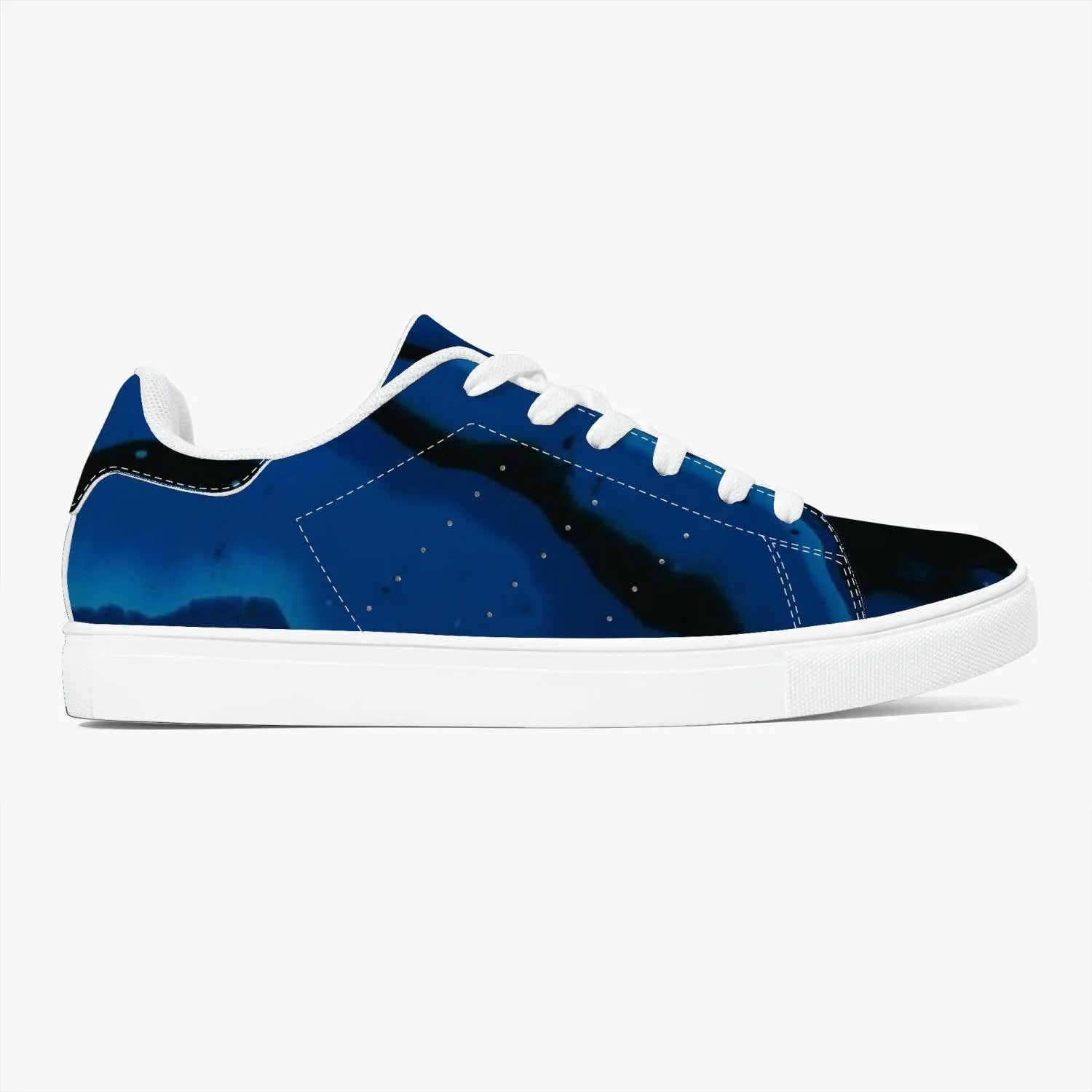 Classic Low-Top Designer Leather Sneakers - White/Black