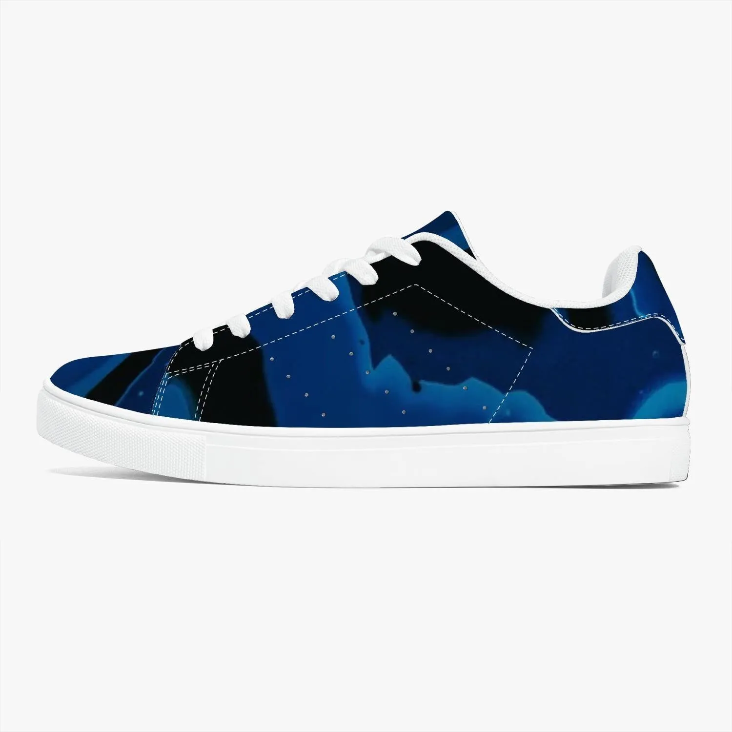 Classic Low-Top Designer Leather Sneakers - White/Black