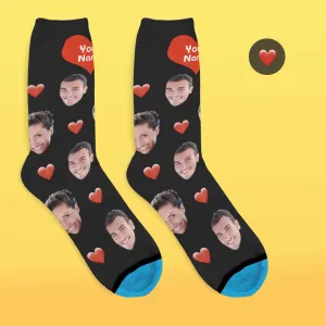 Custom Face Socks 3D Digital Printed Socks Add Pictures and Name - Heart