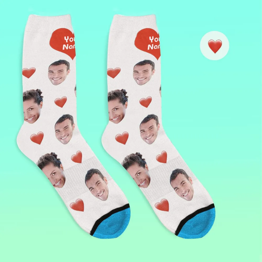 Custom Face Socks 3D Digital Printed Socks Add Pictures and Name - Heart