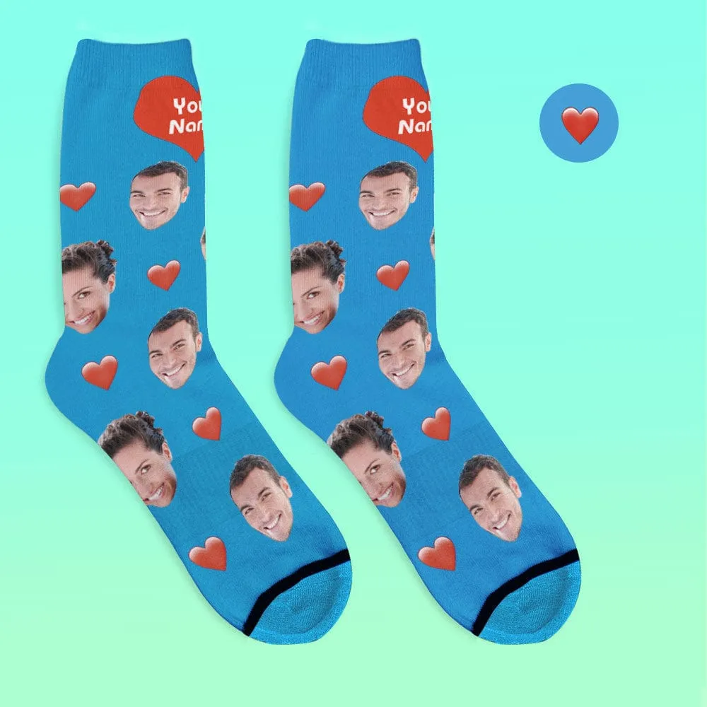 Custom Face Socks 3D Digital Printed Socks Add Pictures and Name - Heart