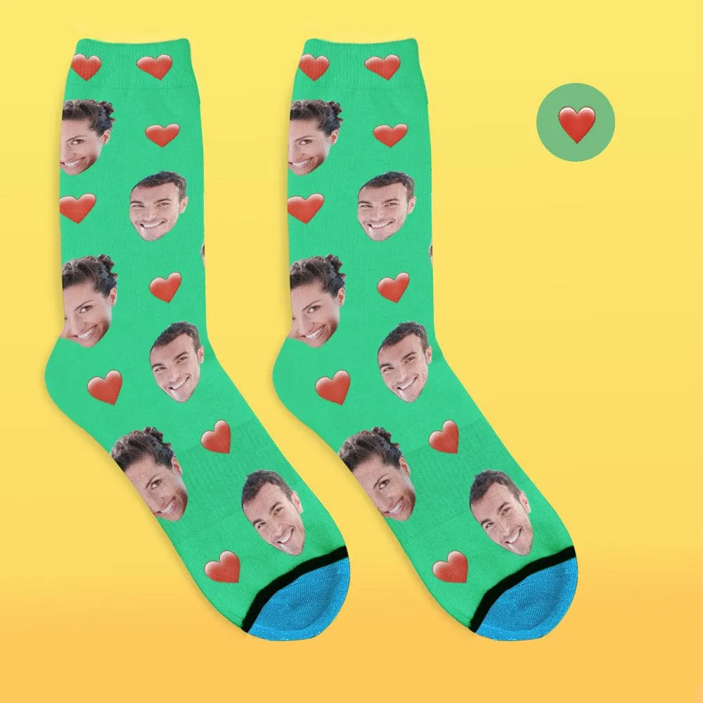 Custom Face Socks 3D Digital Printed Socks Add Pictures and Name - Heart