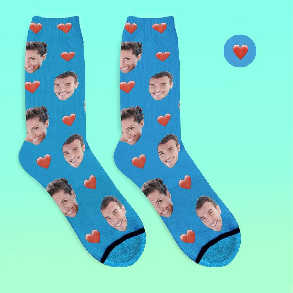Custom Face Socks 3D Digital Printed Socks Add Pictures and Name - Heart