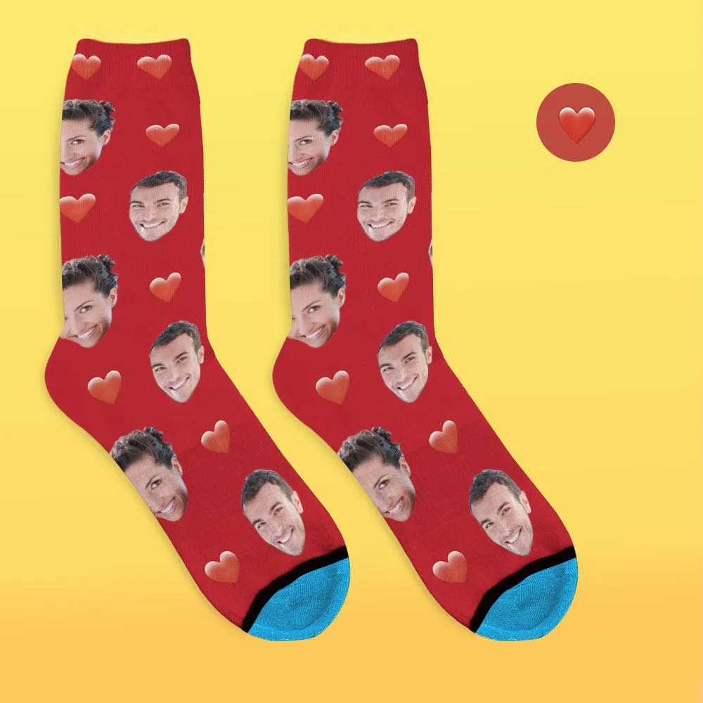 Custom Face Socks 3D Digital Printed Socks Add Pictures and Name - Heart