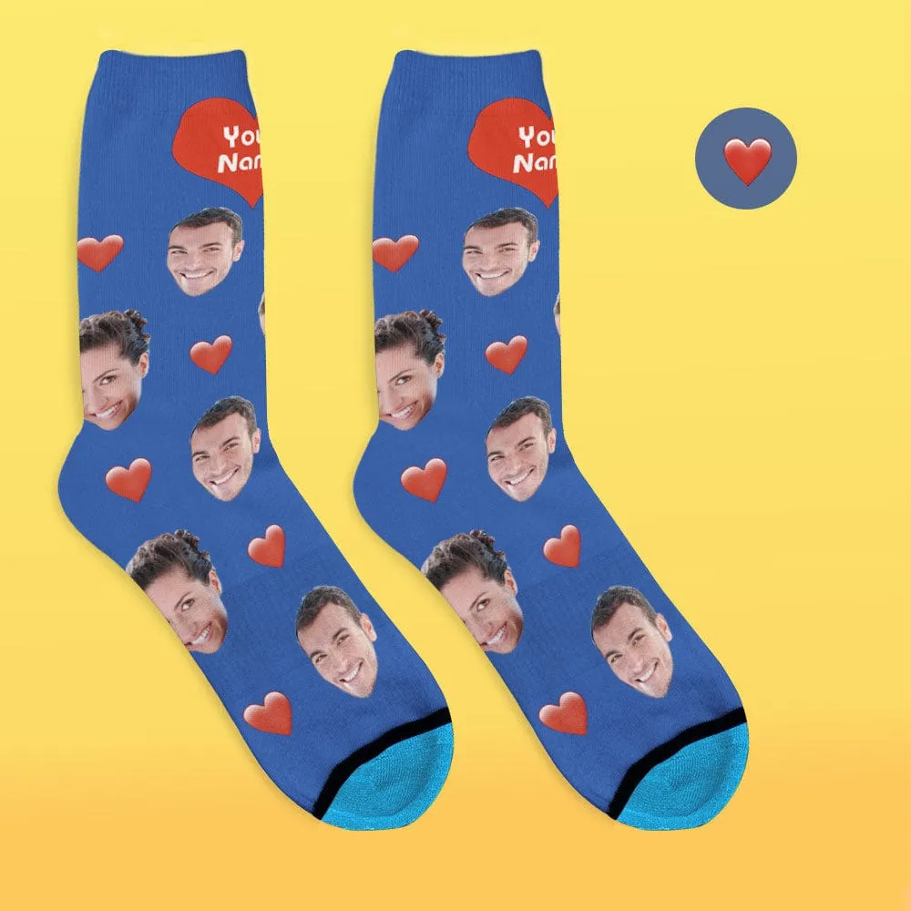 Custom Face Socks 3D Digital Printed Socks Add Pictures and Name - Heart