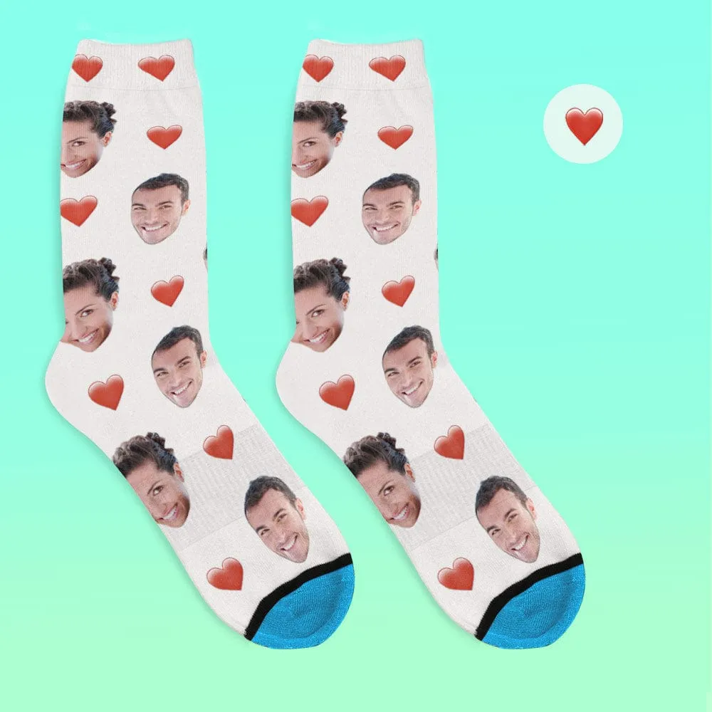 Custom Face Socks 3D Digital Printed Socks Add Pictures and Name - Heart