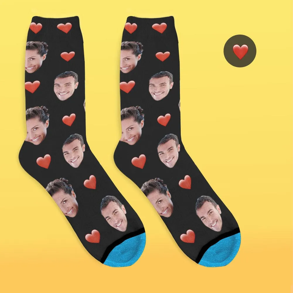 Custom Face Socks 3D Digital Printed Socks Add Pictures and Name - Heart