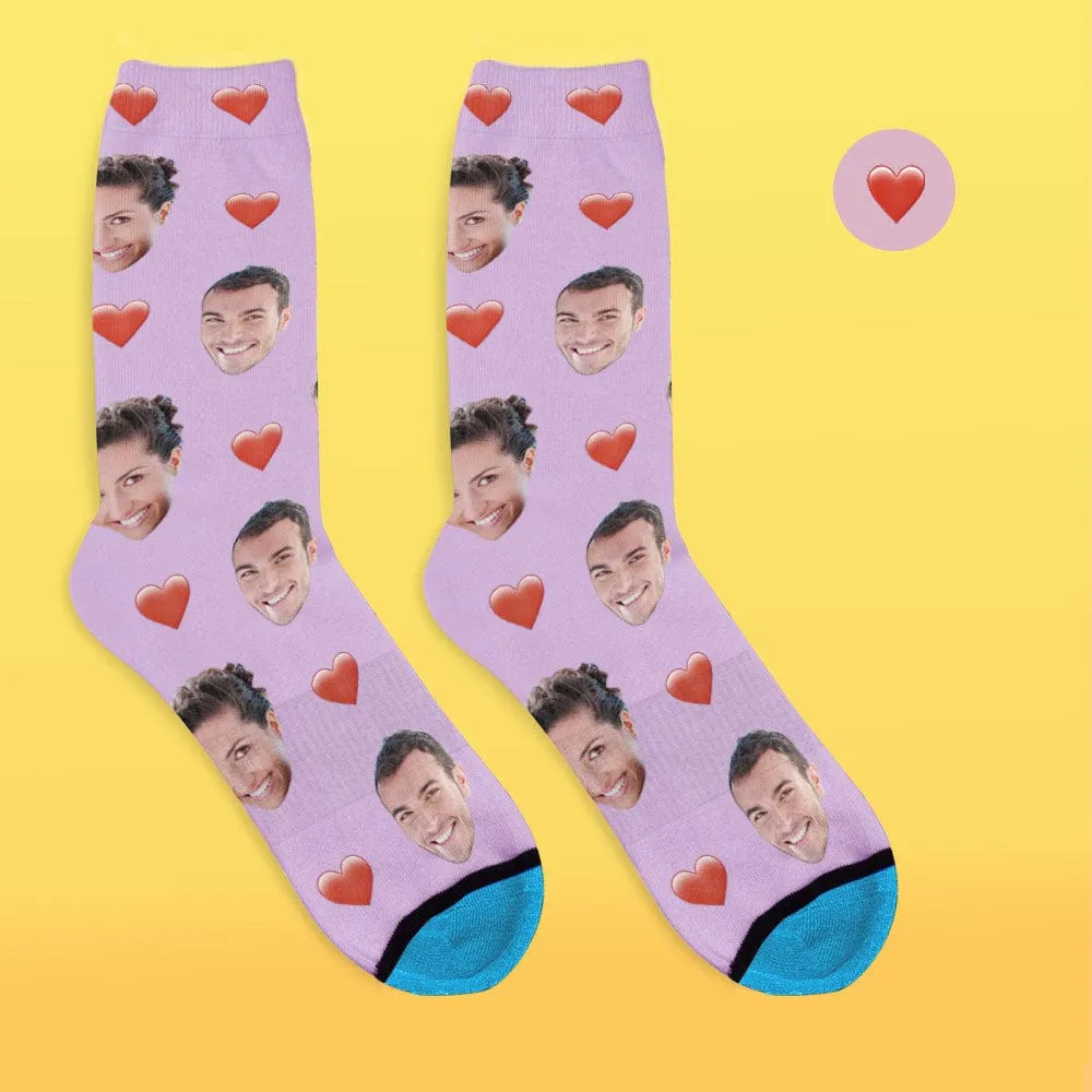 Custom Face Socks 3D Digital Printed Socks Add Pictures and Name - Heart