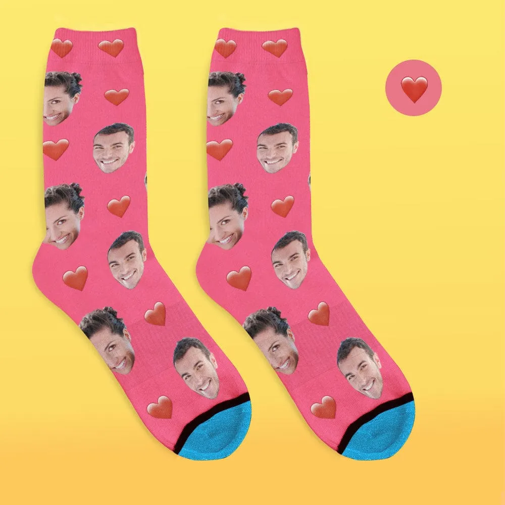 Custom Face Socks 3D Digital Printed Socks Add Pictures and Name - Heart