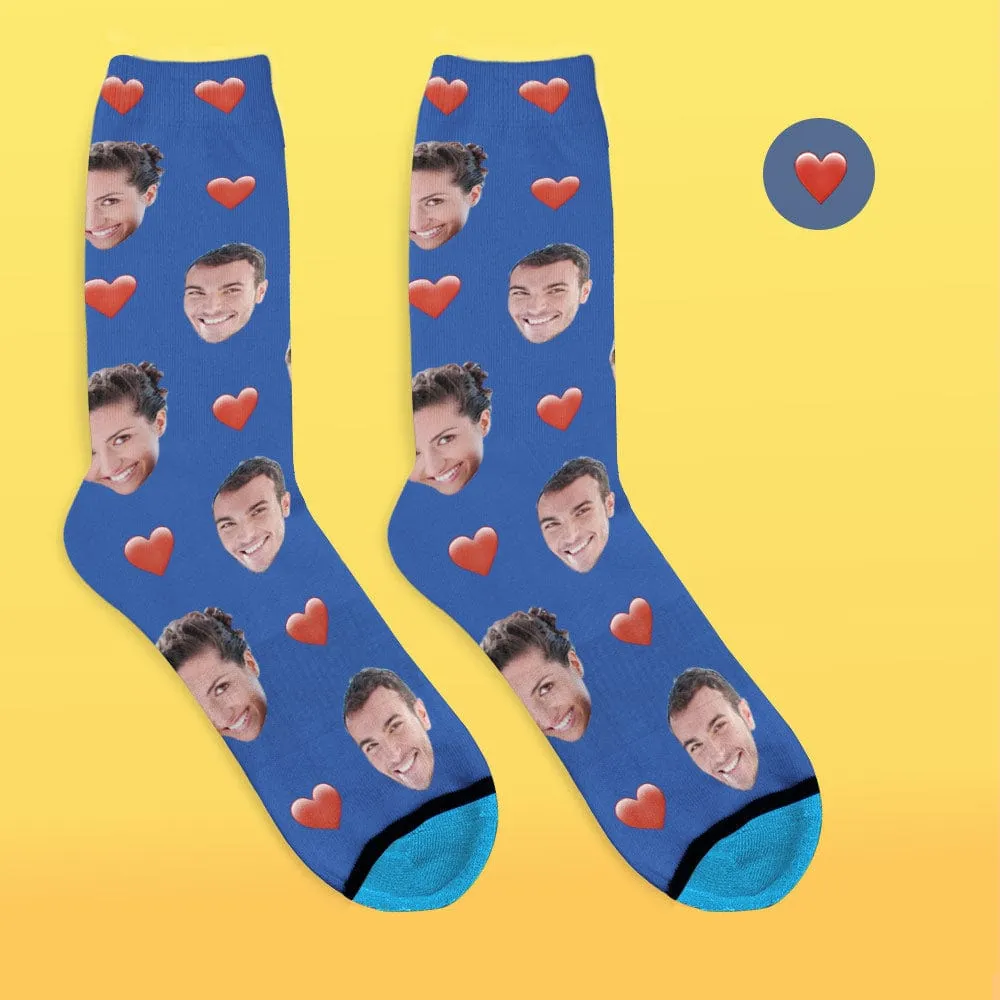 Custom Face Socks 3D Digital Printed Socks Add Pictures and Name - Heart