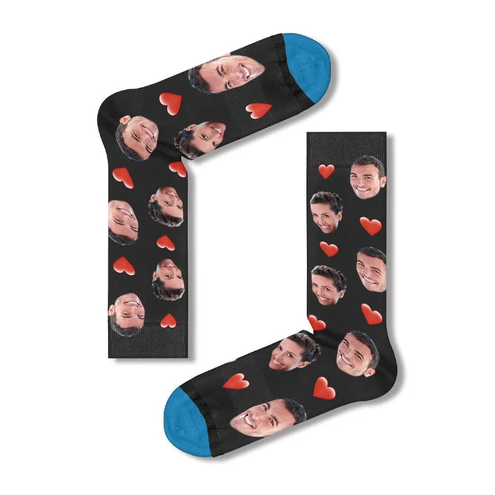 Custom Face Socks 3D Digital Printed Socks Add Pictures and Name - Heart