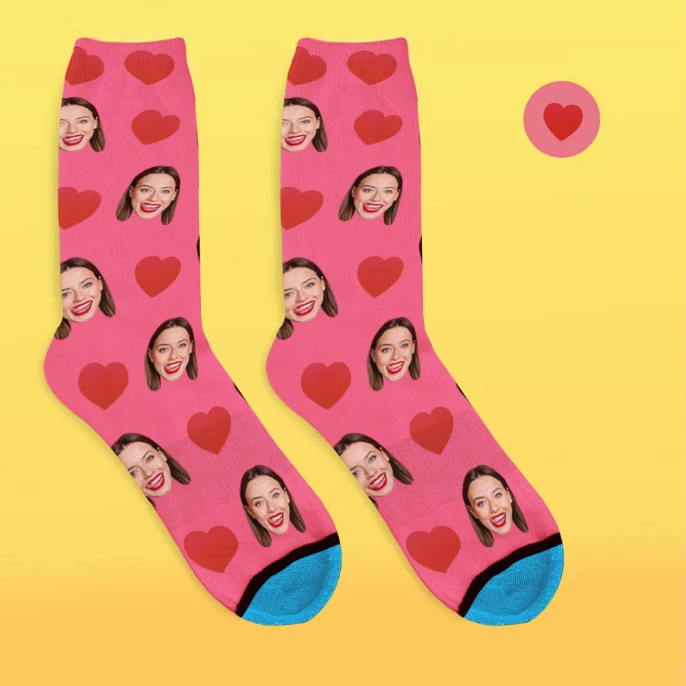 Custom Face Socks 3D Digital Printed Socks Add Pictures and Name - Sweet Heart