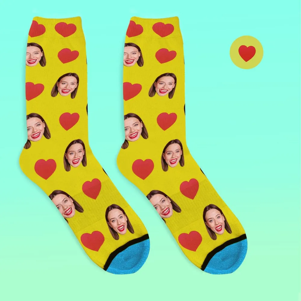 Custom Face Socks 3D Digital Printed Socks Add Pictures and Name - Sweet Heart