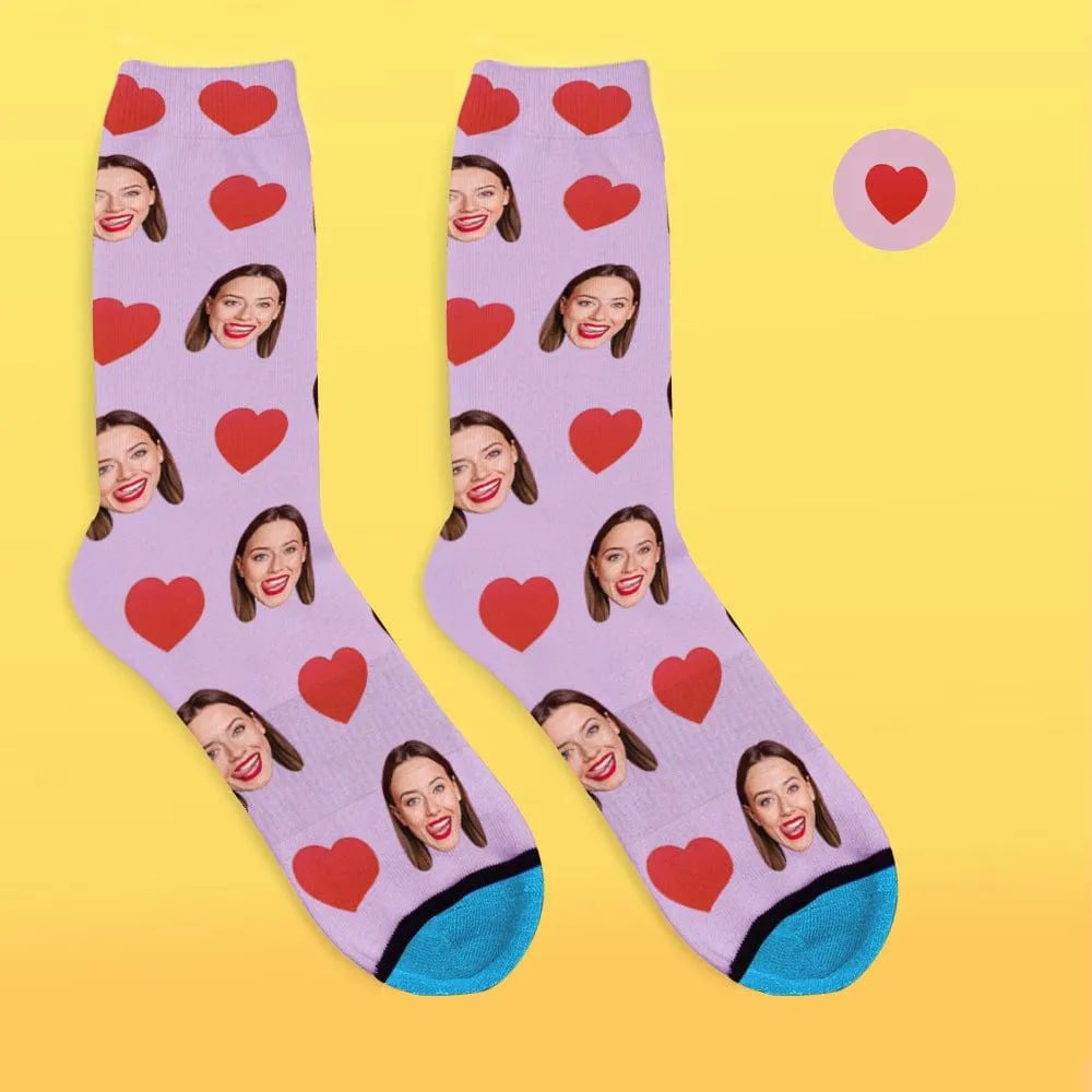 Custom Face Socks 3D Digital Printed Socks Add Pictures and Name - Sweet Heart