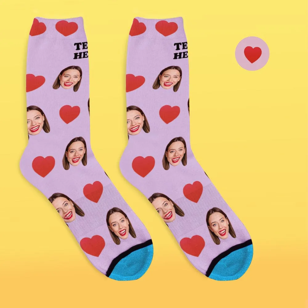 Custom Face Socks 3D Digital Printed Socks Add Pictures and Name - Sweet Heart