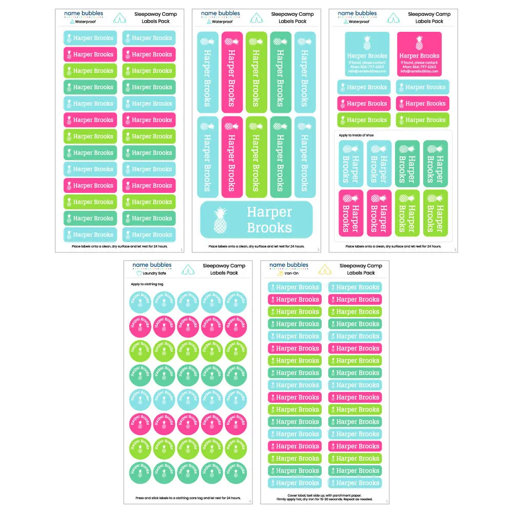 Custom Sleepaway Camp Labels Pack