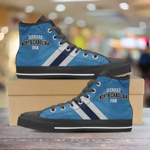 Diehard North Carolina Fan Canvas High Top Shoes - Blue and White
