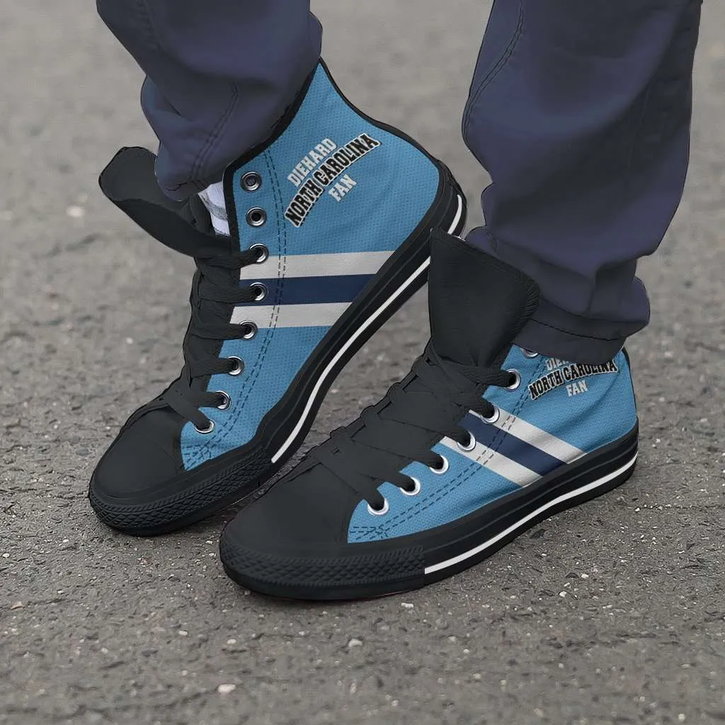 Diehard North Carolina Fan Canvas High Top Shoes - Blue and White