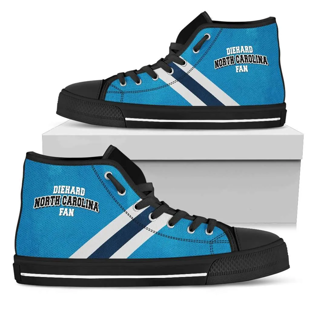 Diehard North Carolina Fan Canvas High Top Shoes - Blue and White