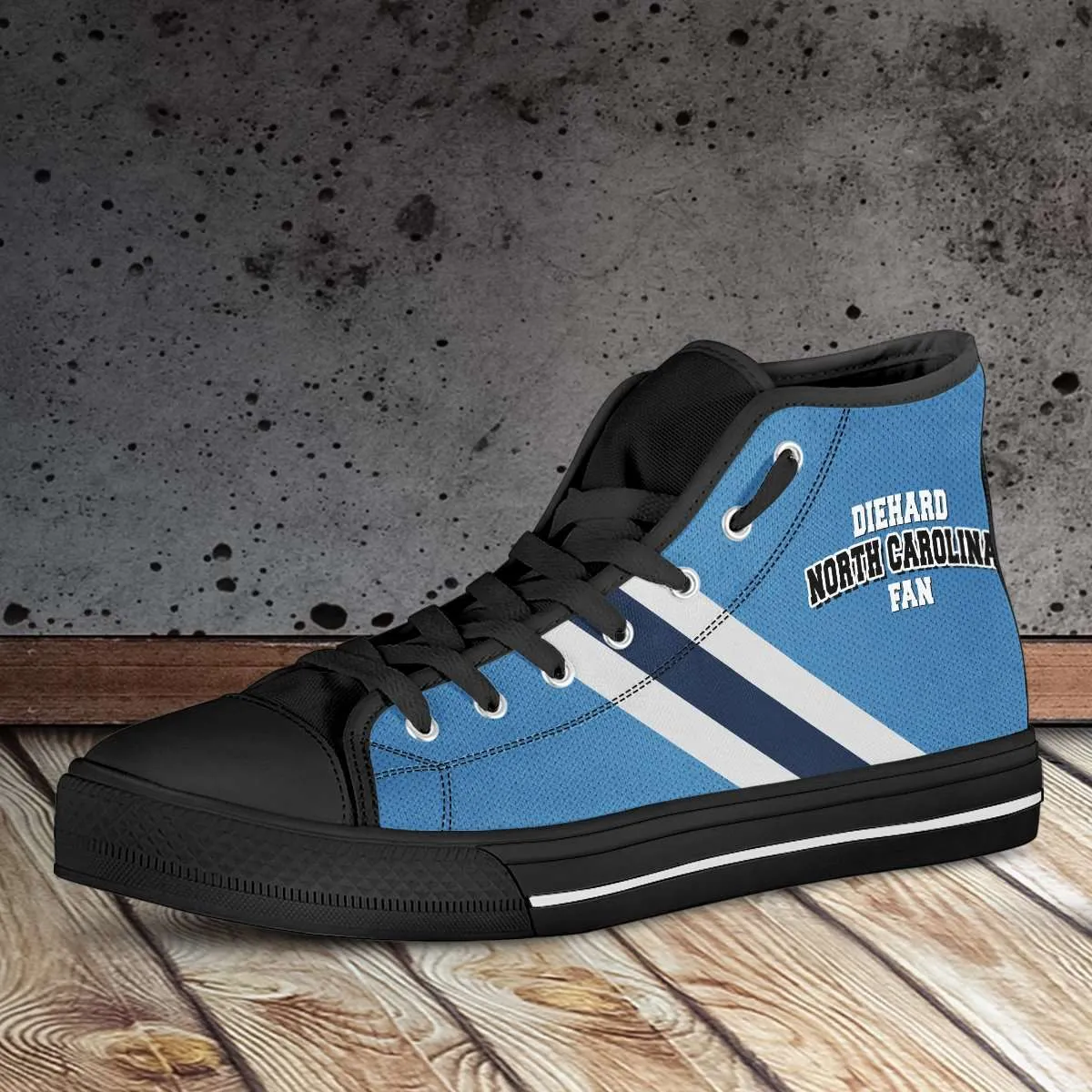 Diehard North Carolina Fan Canvas High Top Shoes - Blue and White